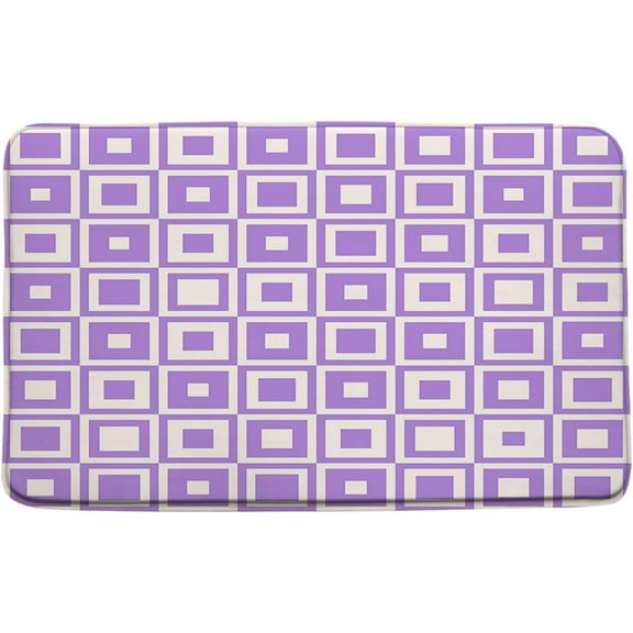 Checkered Bath Mat Plaid Retro Abstract Geometric Vintage Modern Hippie Square Boho Aesthetic Bathroom Kitchen Rugs,16x24 Inch