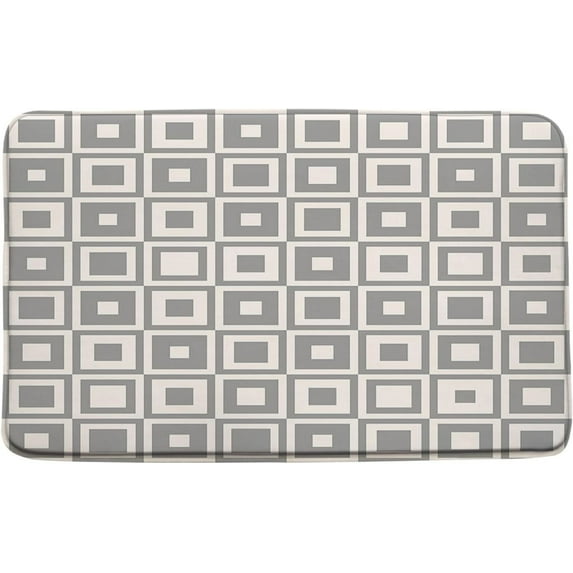Checkered Bath Mat Plaid Retro Abstract Geometric Vintage Modern Hippie Square Boho Aesthetic Bathroom Kitchen Rugs,16x48 Inch