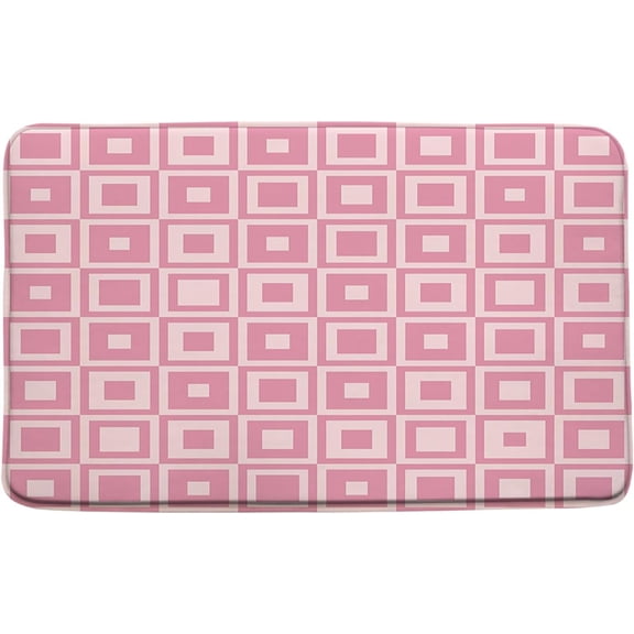 Checkered Bath Mat Plaid Retro Abstract Geometric Vintage Modern Hippie Square Boho Aesthetic Bathroom Kitchen Rugs,17.8x29.5 Inch