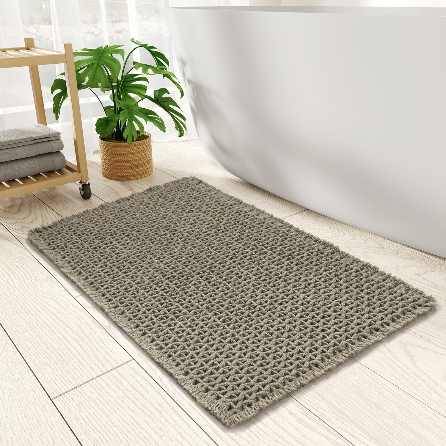 Checkered Bath Mat, Super Absorbent Non Slip Bath Mats for Bathroom ...
