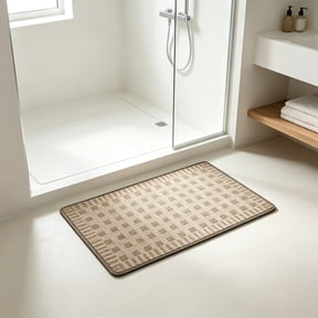 Checkered Bath Mat Woven Texture Rug Non Slip Absorbent Floor Carpet for Shower Bathtub
