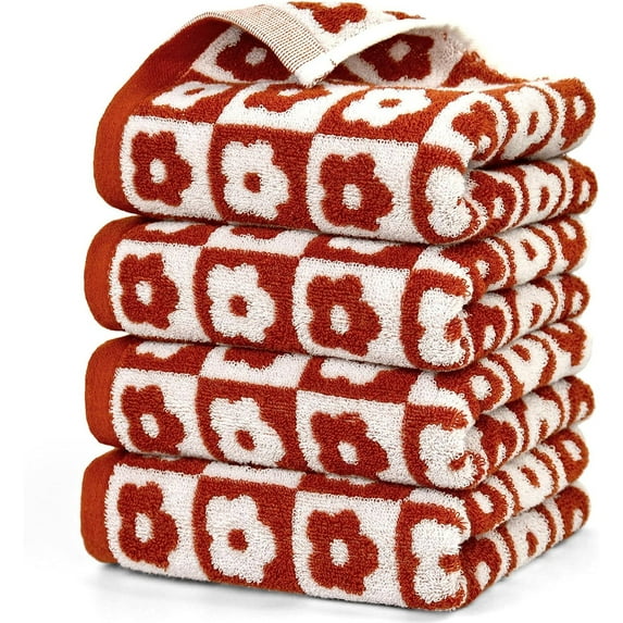 Checkered Bath Towels for Bathroom, 4 Pack Shower Towels, Super Absorbent and Quick Dry (Mixcolor)