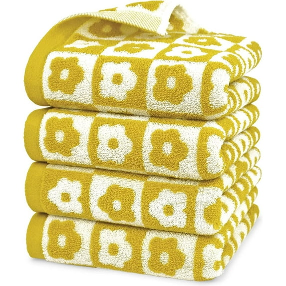 Checkered Bath Towels for Bathroom, 4 Pack Shower Towels, Super Absorbent and Quick Dry (Mixcolor)