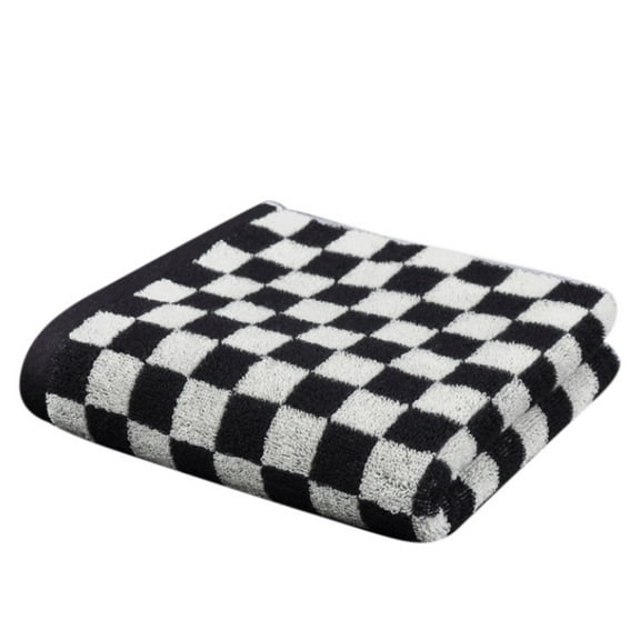 Checkered Bath Towels for Bathroom, Shower Towels 30" x 14", Super Soft and Quick Dry, Colorful Towel for Summer Beach Pool Black