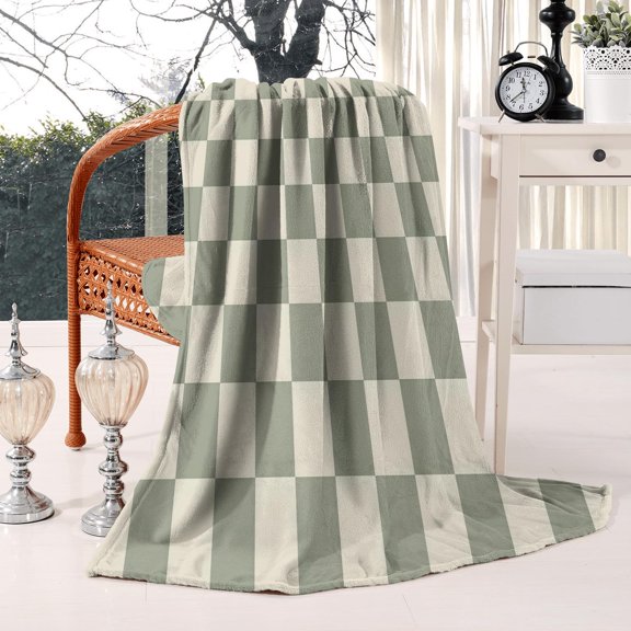 Checkered Bed Blanket - Soft Fluffy Bed Blanket Buffalo Checkerboard Grid Flannel Throw Blanket Ideal for Sofa Couch Bed - 50x60 inches