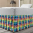 thumbnail image 1 of Checkered Bed Skirt, Rainbow Colors Contiguous Big and Small Squares in Watercolor Style Geometrical, Elastic Bedskirt Dust Ruffle Wrap Around for Bedding Decor, 4 Sizes, Multicolor, by Ambesonne, 1 of 2