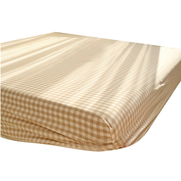 Checkered Bedsheet Simple Lattices Fitteds Sheet Soft Cotton with Elastics Corners for a Comfortable Sleep