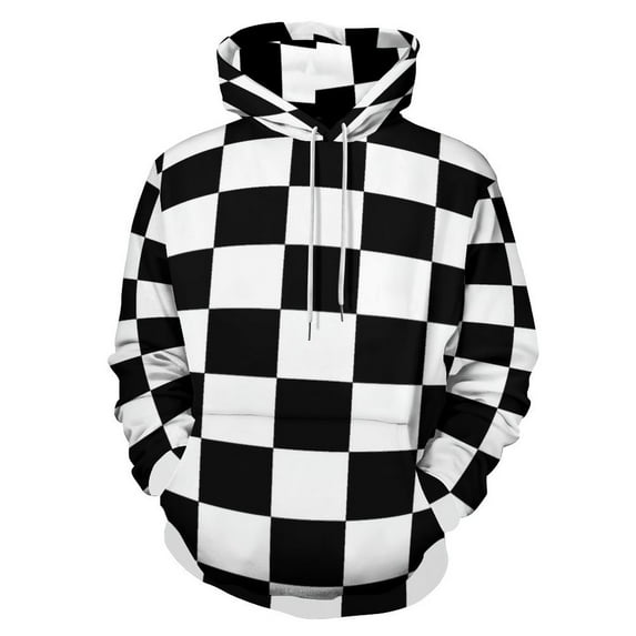 Checkered Black White Pattern 3D Print Hoodie Men Women Autumn Thin Pullover Sweatshirt Vintage Streetwear Tops