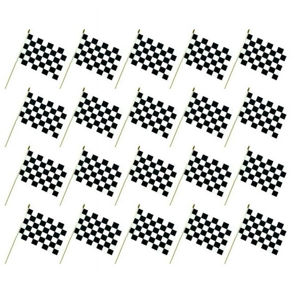 Checkered Black and White Racing Stick Flag Small Mini Handheld Competition Flag(20pcs)