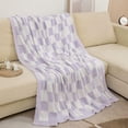 thumbnail image 1 of Checkered Blanket Throw Soft Knit Blanket with Checkerboard Grid Pattern for Couch Sofa Bed Camping Travel Gift (Purple, 50"x60"), 1 of 6