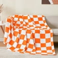 thumbnail image 1 of Checkered Blanket for Couch, Soft & Cozy Fleece Flannel Blanket with Checkerboard Grid Home Decor, Checkered Orange Tennessee Blanket, 50x60 Inches, 1 of 8