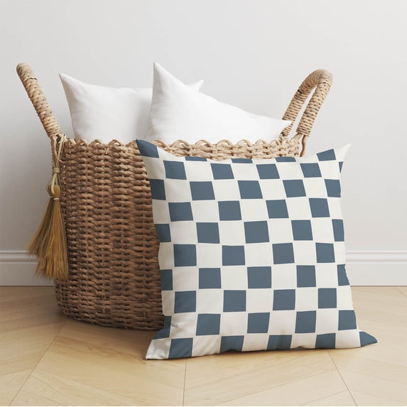 Checkered Blue Throw Pillow