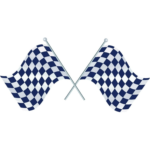 Checkered Blue White Flag Racing Car Sticker Vinyl Decal Laptop Room Bedroom Decor Window Vinyl Decal Sticker High Quality Waterproof Adhesive Bumper Sticker (40x14inch)