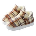 thumbnail image 1 of Checkered Booties Slippers for Women Warm Fleece Lined House Shoes Memory Foam Indoor Outdoor Plaid Fuzzy Boots, 1 of 6