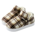 thumbnail image 1 of Checkered Booties Slippers for Women Warm Fleece Lined House Shoes Memory Foam Indoor Outdoor Plaid Fuzzy Boots, 1 of 6