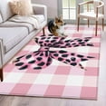 thumbnail image 1 of Checkered Bow Area Rug 3x5 Washable Rug Non Slip Butterfly Tie Pink Black Leopard Print Large Area Rug Indoor Floor Carpet for Entryway Bedroom Kitchen Living Room Home Office Dining Room Nursery, 1 of 8