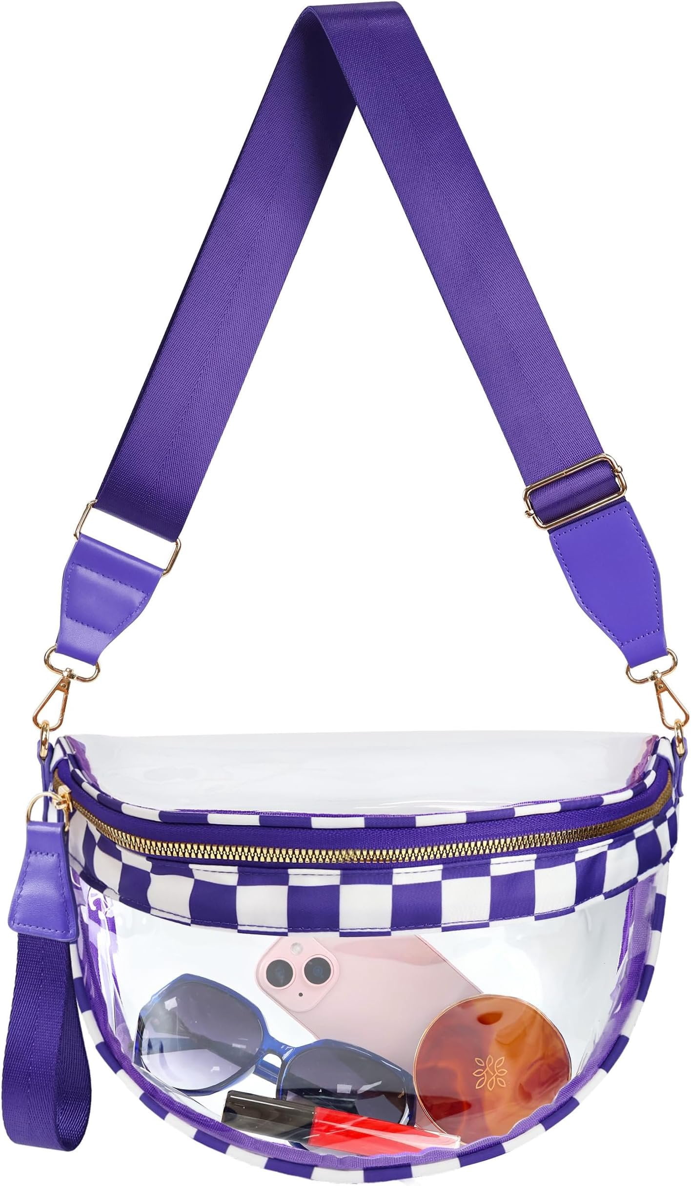 Checkered Bum Bag Clear Bag For Stadium Events, Crossbody Fanny Pack ...