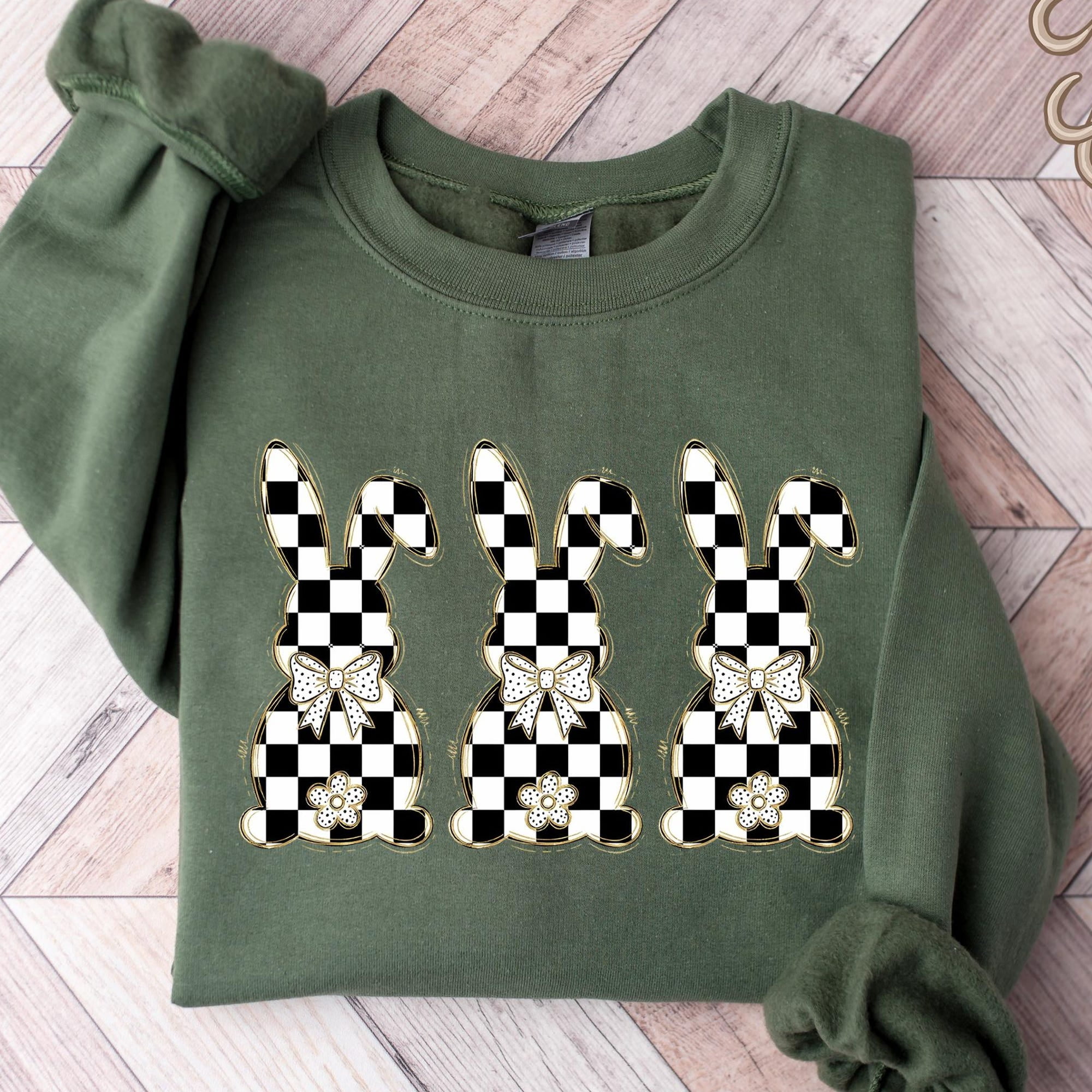 Checkered Bunny Easter Shirt Retro Floral Rabbit Tee Spring Gift Top checkered-bunny-easter-shirt-retro-floral-rabbit-tee-spring-gift-top