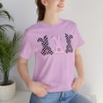thumbnail image 1 of Checkered Bunny Easter Short Sleeve T-shirts, Easter Bunny Women T-shirts, 1 of 4