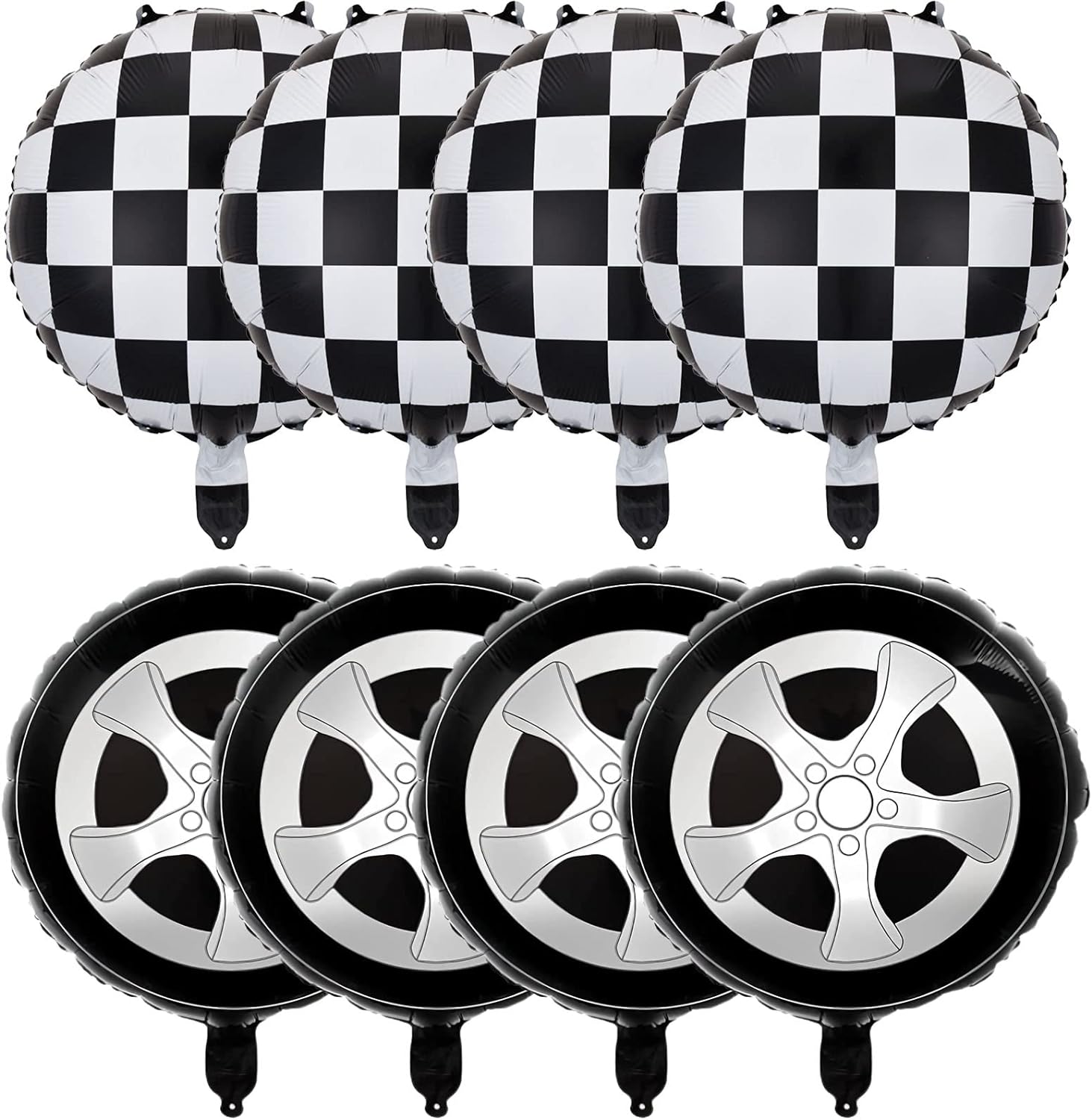 Checkered Car Wheel Balloons 18 Inch Racing Theme Party Decorations