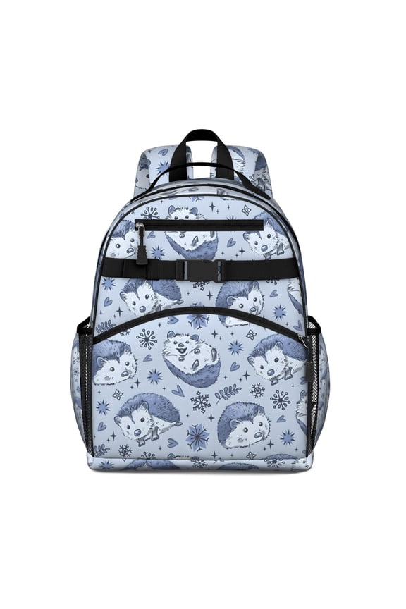 Blue Cute Hedgehog Backpack for School,Cute School Bag,Schoolbag with Adjustable Shoulder Straps & Padded Back,15.25"x11.5"x5.25"