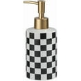 thumbnail image 1 of Checkered Ceramic Soap Dispenser with Rust Proof Gold Matte Pump Decorative Soap Dispenser for Bathroom or Kitchen (Black & White), 1 of 9