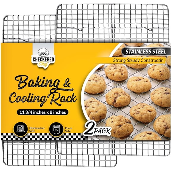Checkered Chef Cooling Rack for Cooking and Baking - 8 x 11 " Set of 2 Stainless Steel, Oven Safe Grid Wire Cookie Cooling Racks