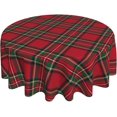 thumbnail image 1 of Checkered Christmas Tablecloth Round 60 Inch,Red Green Retro Plaid Table Cloth,Stain Resistance Polyester Winter Xmas Holiday Table Covers for Kitchen Dining,Small Tablecloth for Parties Picnic, 1 of 6
