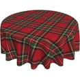 thumbnail image 1 of Checkered Christmas Tablecloth Round 60 Inch,Red Green Retro Plaid Table Cloth,Stain Resistance Polyester Winter Xmas Holiday Table Covers for Kitchen Dining,Small Tablecloth for Parties Picnic, 1 of 6