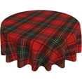 thumbnail image 1 of Checkered Christmas Tablecloth Round 70 Inch Red Green Plaid Table Cloth,Stain Resistance Retro Winter Xmas Holiday Table Covers for Kitchen Dining,Small Tablecloth for Party Picnic, 1 of 7