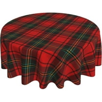 Checkered Christmas Tablecloth Round 70 Inch Red Green Plaid Table Cloth,Stain Resistance Retro Winter Xmas Holiday Table Covers for Kitchen Dining,Small Tablecloth for Party Picnic