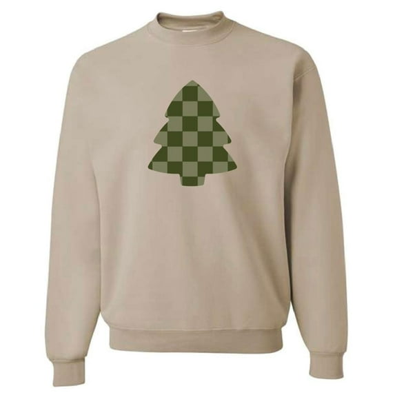 Checkered Christmas Tree Womens Crewneck - Multiple Colors