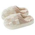 thumbnail image 1 of Checkered Cloud Slippers for Women Men Plaid Fuzzy Platform House Shoes Plush Warm Indoor Bedroom Slip on, 1 of 6