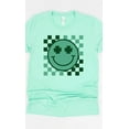 thumbnail image 1 of Checkered Clover Smiley St Patricks Graphic Tee T-Shirt, 1 of 8