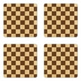 thumbnail image 1 of Checkered Coaster Set of 4, Empty Checkerboard Wooden Seem Mosaic Texture Image Chess Game Hobby Theme, Square Hardboard Gloss Coasters, Standard Size, Brown Pale Brown, by Ambesonne, 1 of 2