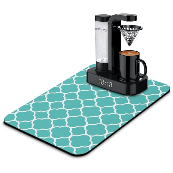 Checkered Coffee Bar Mat - 4-Layer Multipurpose Absorbent Mat with Non-Slip Base, Retro Plaid Print, Fits Under Espresso Machine, 15.7 x 23.6 Inch