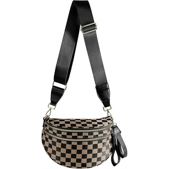 Checkered Crossbody Bag Bum Bag for Women Spacious Fanny Packs Belt Bag