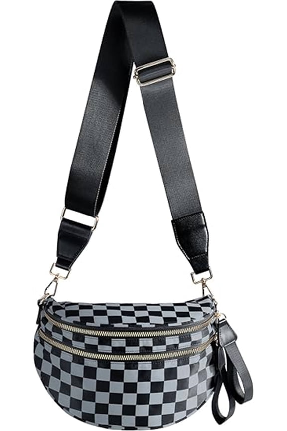 Checkered Crossbody Bag Bum Bag for Women Spacious Fanny Packs Belt Bag