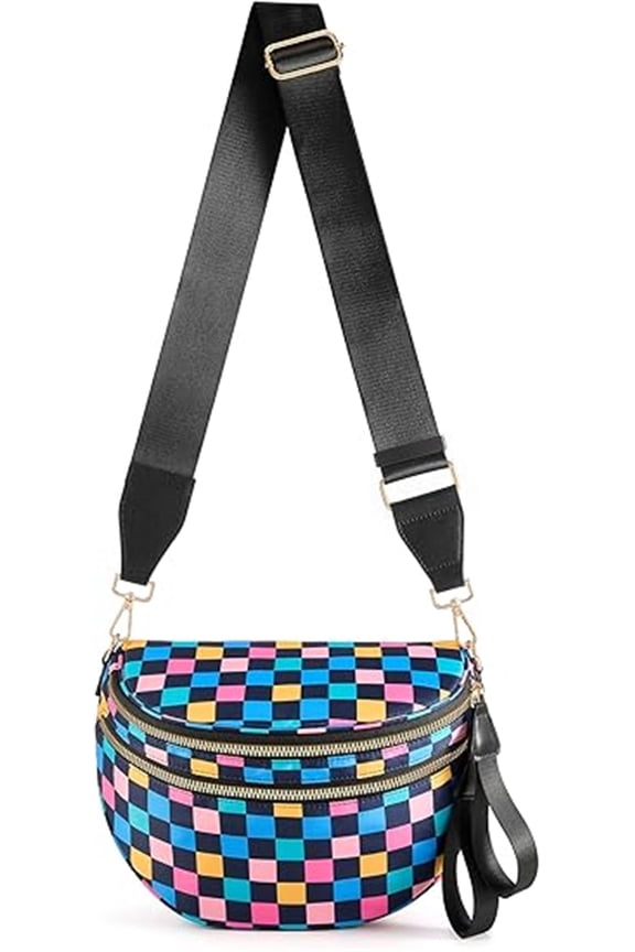 Checkered Crossbody Bag Bum Bag for Women Spacious Fanny Packs Belt Bag