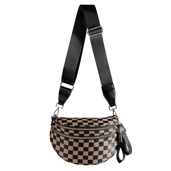 Gynky Checkered Crossbody Bag Bum Bags for Women, Spacious Nylon Shoulder Handbag Purse Fanny Packs Belt Bag