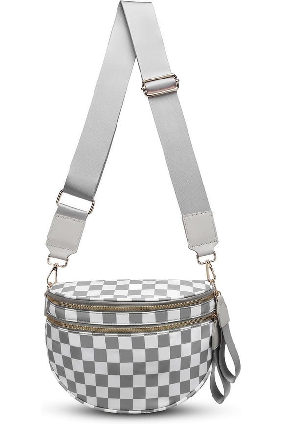 Checkered Crossbody Bag for Women Bum Bag Spacious Nylon Fanny Packs    Purses Bag Handbags