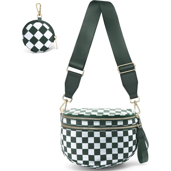 Checkered Crossbody Bum Bag for Women Spacious Purse Fanny  Nylon Checkerboard Belt Bag Handbags Wallets