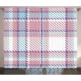 thumbnail image 1 of Ambesonne Checkered Curtains 2 Panel Set, Antique English Tile, 108" x 108", Lilac Purple Pale Blue, 1 of 3