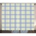 thumbnail image 1 of Ambesonne Checkered Curtains 2 Panel Set, Classical Celtic Tile, 108" x 84", Lime Green Pale Blue, 1 of 3
