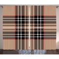 thumbnail image 1 of Ambesonne Checkered Curtains 2 Panel Set, Classic British Plaid, 108" x 90", Pale Brown Orange White, 1 of 3