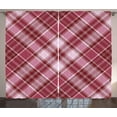 thumbnail image 1 of Ambesonne Checkered Curtains 2 Panel Set, Diagonal Line Rhombus, 108" x 63", Dried Rose White, 1 of 3