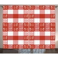 thumbnail image 1 of Ambesonne Checkered Curtains 2 Panel Set, Cutlery Dining Tile, 108" x 90", Coral Dark Coral White, 1 of 3