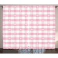 thumbnail image 1 of Ambesonne Checkered Curtains 2 Panel Set, Romantic, 108" x 63", Pale Pink White, 1 of 3