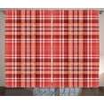 thumbnail image 1 of Ambesonne Checkered Curtains 2 Panel Set, White Lines and Cells, 108" x 84", Dark Coral Orange White, 1 of 3
