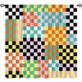 thumbnail image 1 of Checkered Curtains, Retro Colorful Checkerboard Groovy Aesthetic Modern Pattern Window Treatments, Rod Pocket Thermal Insulated Drapes 2 Panel Sets for Bedroom Living Room, 42" W X 54" L, 1 of 8